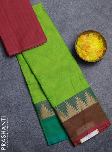 Chettinad cotton saree light green and dual shade of pink with plain body and ganga jamuna border