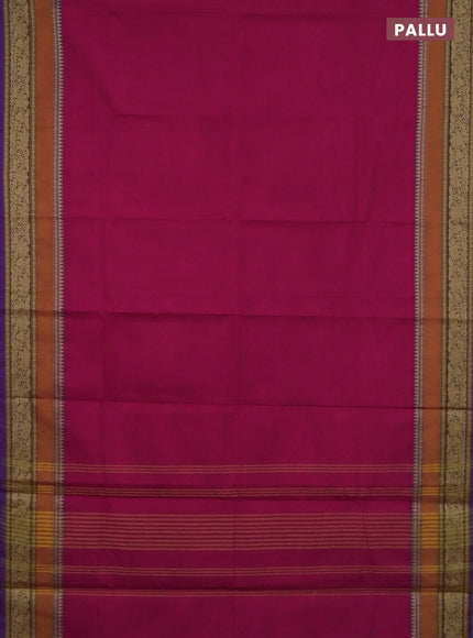 Chettinad cotton saree pink and purple with plain body and rettapet thread woven border