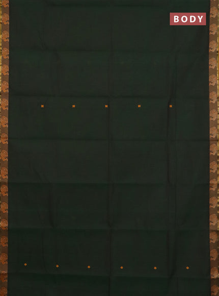 Chettinad cotton saree green and mustard yellow with thread woven buttas and thread woven border
