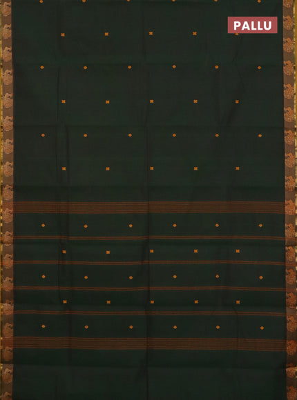 Chettinad cotton saree green and mustard yellow with thread woven buttas and thread woven border