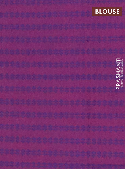 Chettinad cotton saree teal green and purple with plain body and zari woven border