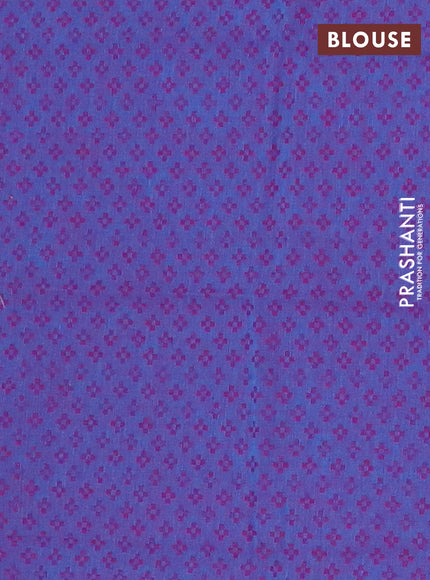 Chettinad cotton saree magenta pink and blue with plain body and zari woven border