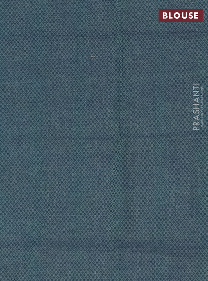 Chettinad cotton saree light blue and peacock green shade with plain body and zari woven border
