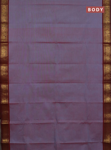 Chettinad cotton saree dual shade of maroon and maroon with plain body and zari woven border