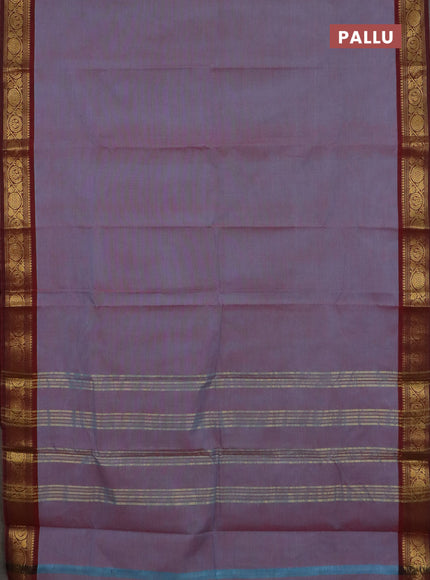 Chettinad cotton saree dual shade of maroon and maroon with plain body and zari woven border