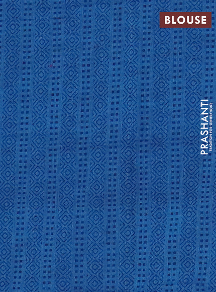 Chettinad cotton saree teal blue and cs blue with plain body and paisley zari woven border