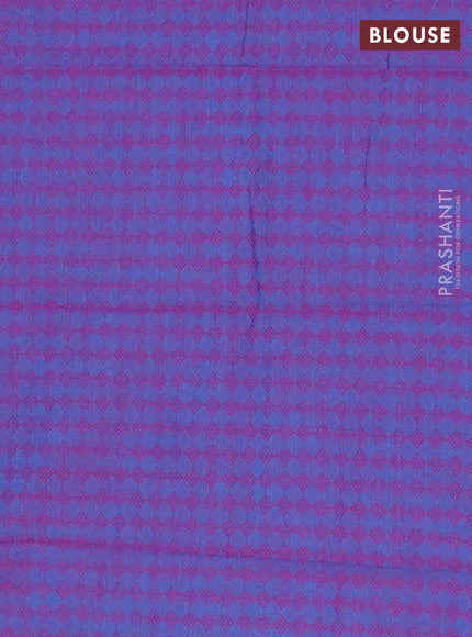 Chettinad cotton saree purple and blue with plain body and paisley zari woven border