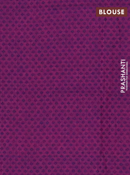 Chettinad cotton saree dual shade of greenish purple and magenta pink with plain body and temple design zari woven border