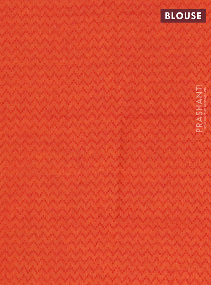 Chettinad cotton saree dark mustard and sunset orange with allover stripe pattern and ganga jamuna border