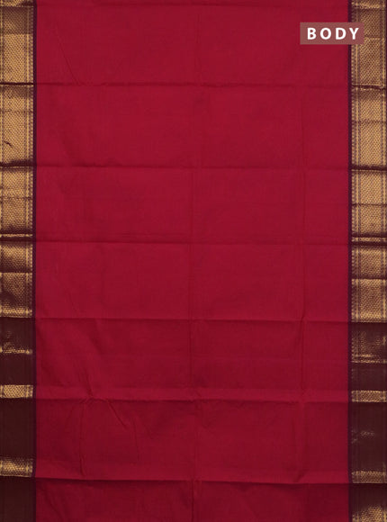 Chettinad cotton saree pink and wine shade with plain body and zari woven border