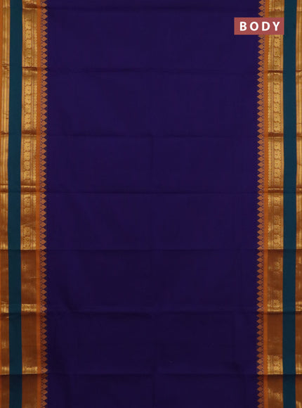 Chettinad cotton saree violet and dark mustard with palin body and rettapet zari woven border