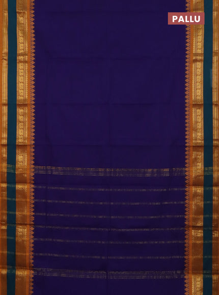 Chettinad cotton saree violet and dark mustard with palin body and rettapet zari woven border