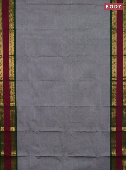 Chettinad cotton saree grey and magenta pink with plain body and rettapet zari woven border