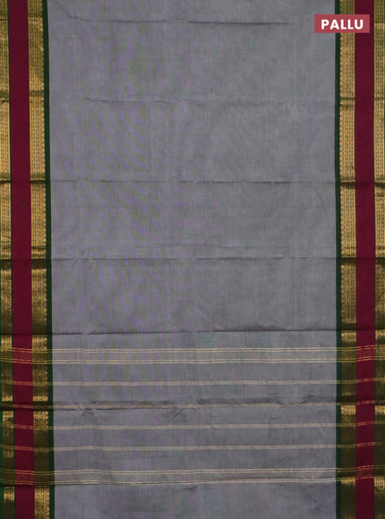 Chettinad cotton saree grey and magenta pink with plain body and rettapet zari woven border