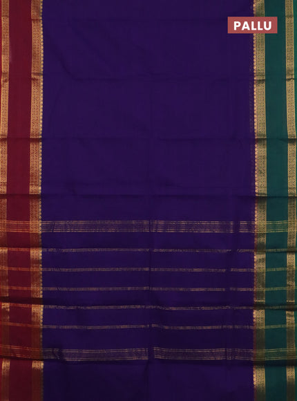 Chettinad cotton saree violet and maroon with plain body and ganaga jamuna border