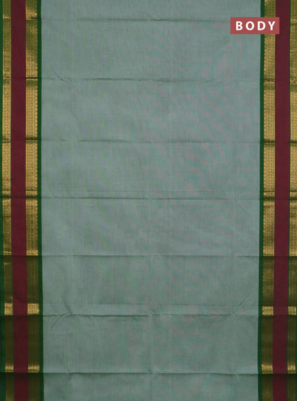 Chettinad cotton saree pastel green and pink with plain body and rettapet zari woven border