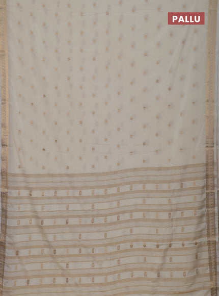 Semi mysore silk saree cream with allover paisley zari woven buttas and zari woven border
