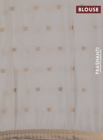 Semi mysore silk saree cream with allover paisley zari woven buttas and zari woven border