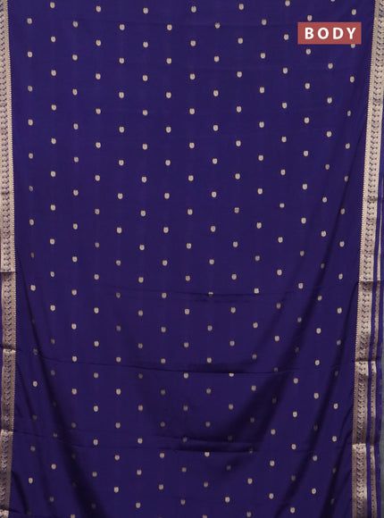 Semi mysore silk saree navy blue with allover paisley zari woven buttas and zari woven border