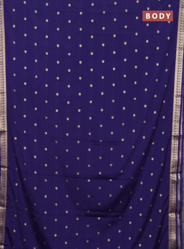 Semi mysore silk saree navy blue with allover paisley zari woven buttas and zari woven border