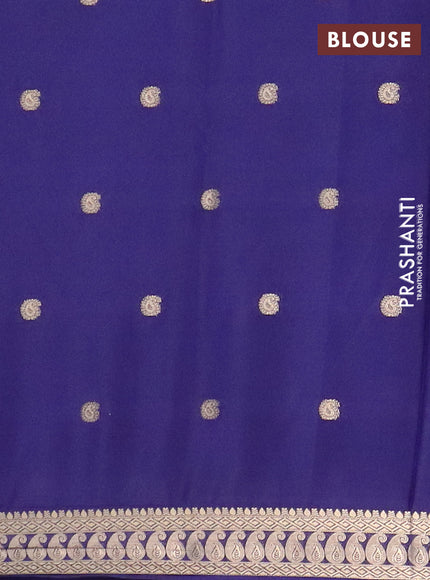 Semi mysore silk saree navy blue with allover paisley zari woven buttas and zari woven border
