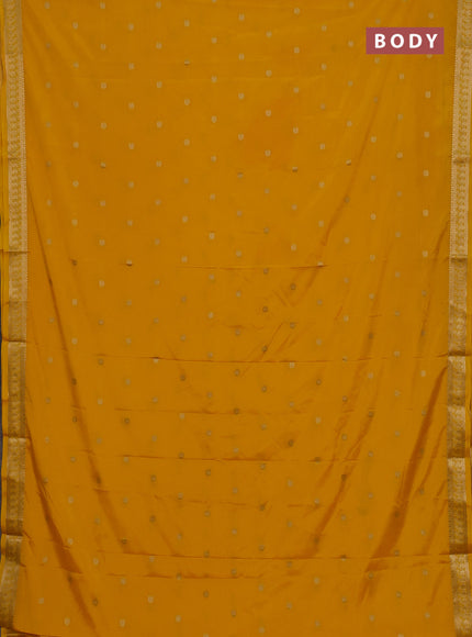 Semi mysore silk saree yellow with allover paisley zari woven buttas and zari woven border