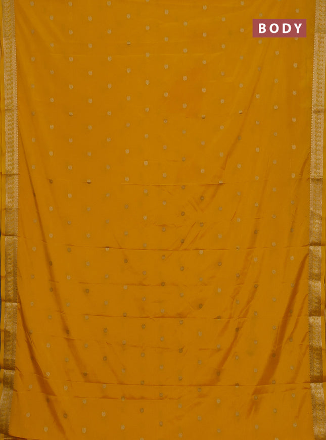 Semi mysore silk saree yellow with allover paisley zari woven buttas and zari woven border