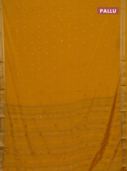 Semi mysore silk saree yellow with allover paisley zari woven buttas and zari woven border