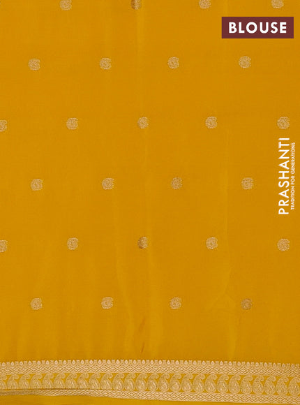 Semi mysore silk saree yellow with allover paisley zari woven buttas and zari woven border