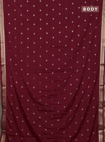 Semi mysore silk saree maroon with allover paisley zari woven buttas and zari woven border