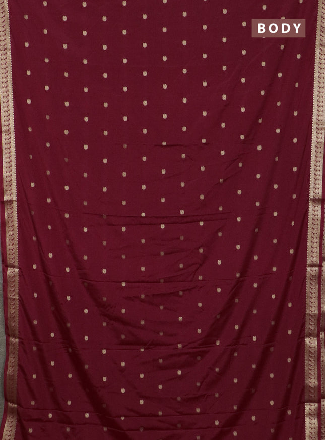 Semi mysore silk saree maroon with allover paisley zari woven buttas and zari woven border
