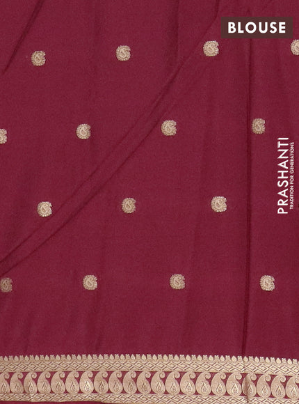 Semi mysore silk saree maroon with allover paisley zari woven buttas and zari woven border