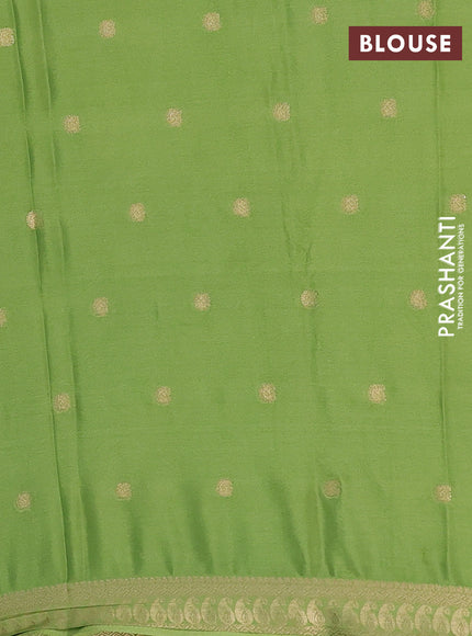 Semi mysore silk saree light green with allover paisley zari woven buttas and zari woven border