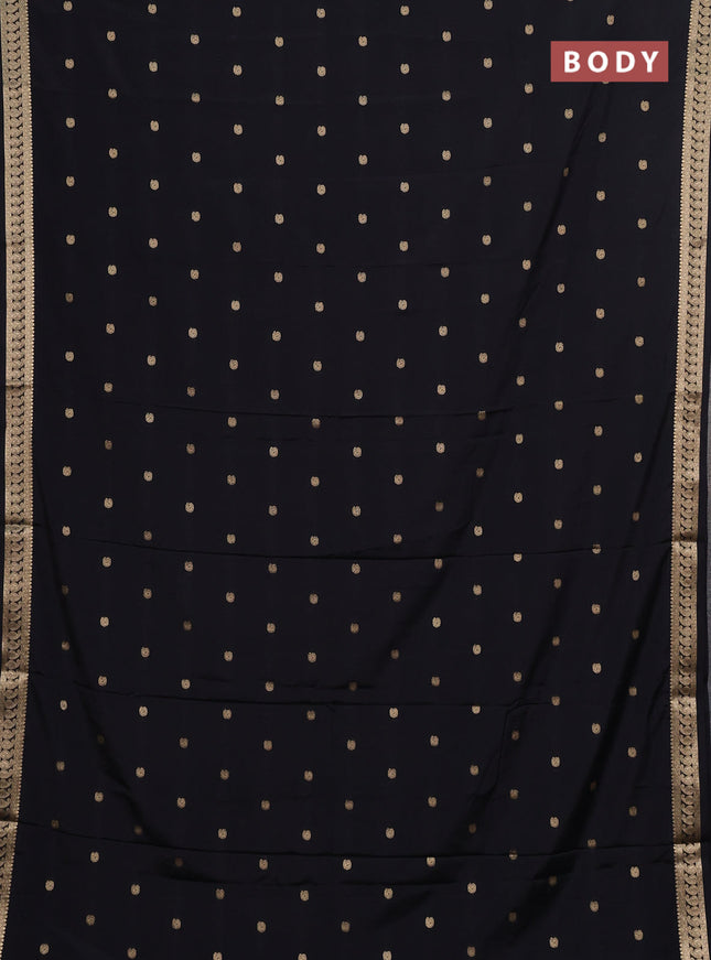 Semi mysore silk saree black with allover paisley zari woven buttas and zari woven border