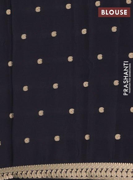 Semi mysore silk saree black with allover paisley zari woven buttas and zari woven border