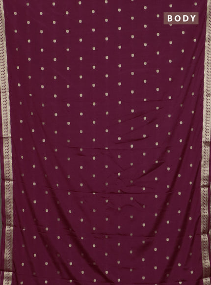 Semi mysore silk saree wine shade with allover paisley zari woven buttas and zari woven border