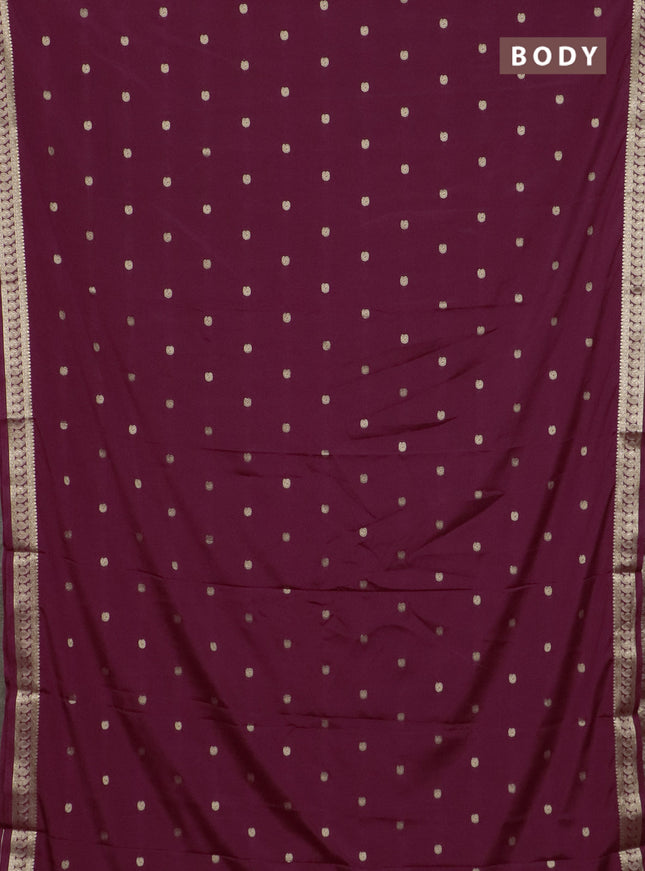 Semi mysore silk saree wine shade with allover paisley zari woven buttas and zari woven border