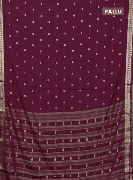 Semi mysore silk saree wine shade with allover paisley zari woven buttas and zari woven border