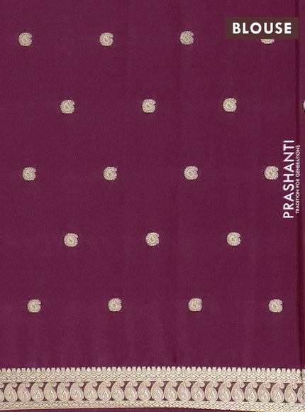 Semi mysore silk saree wine shade with allover paisley zari woven buttas and zari woven border