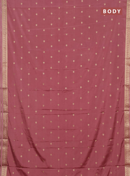Semi mysore silk saree dark peach with allover paisley zari woven buttas and zari woven border