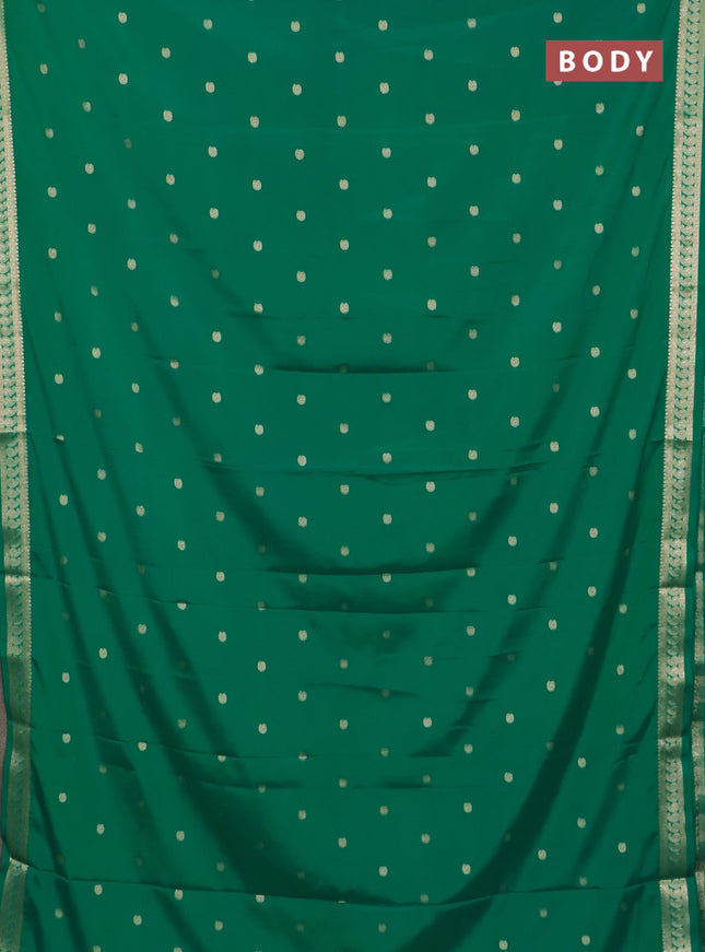 Semi mysore silk saree teal green with allover paisley zari woven buttas and zari woven border