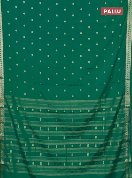 Semi mysore silk saree teal green with allover paisley zari woven buttas and zari woven border