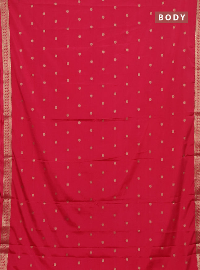 Semi mysore silk saree peach pink with allover paisley zari woven buttas and zari woven border