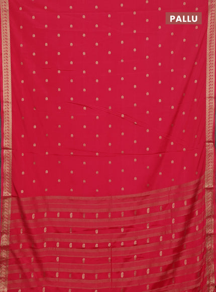 Semi mysore silk saree peach pink with allover paisley zari woven buttas and zari woven border