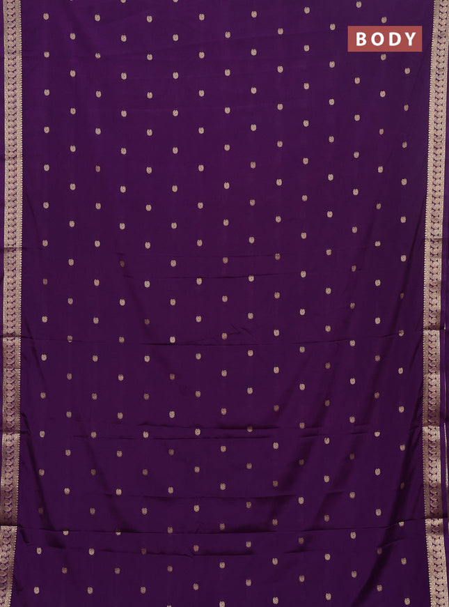 Semi mysore silk saree violet with allover paisley zari woven buttas and zari woven border