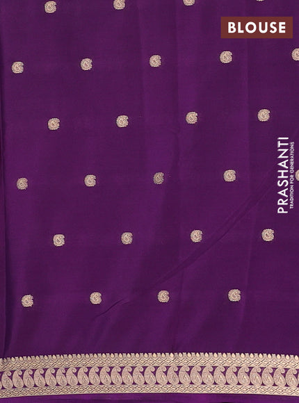 Semi mysore silk saree violet with allover paisley zari woven buttas and zari woven border