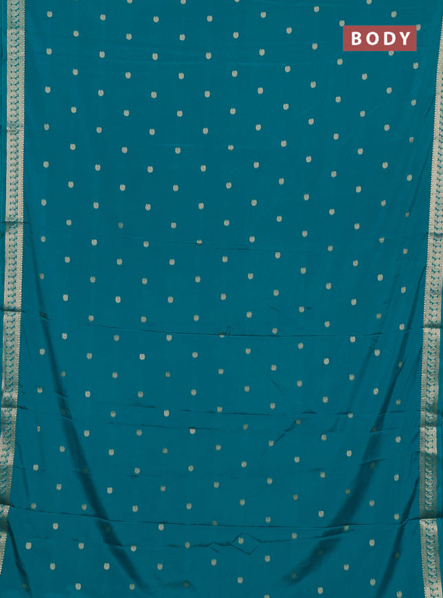 Semi mysore silk saree teal green with allover paisley zari woven buttas and zari woven border
