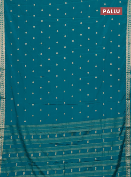 Semi mysore silk saree teal green with allover paisley zari woven buttas and zari woven border