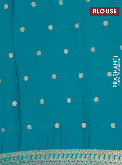 Semi mysore silk saree teal green with allover paisley zari woven buttas and zari woven border