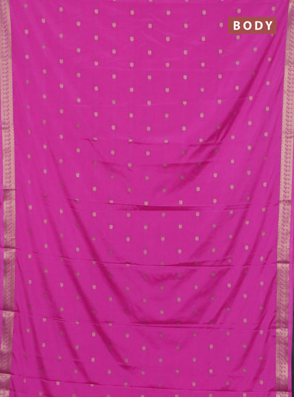 Semi mysore silk saree pink with allover paisley zari woven buttas and zari woven border